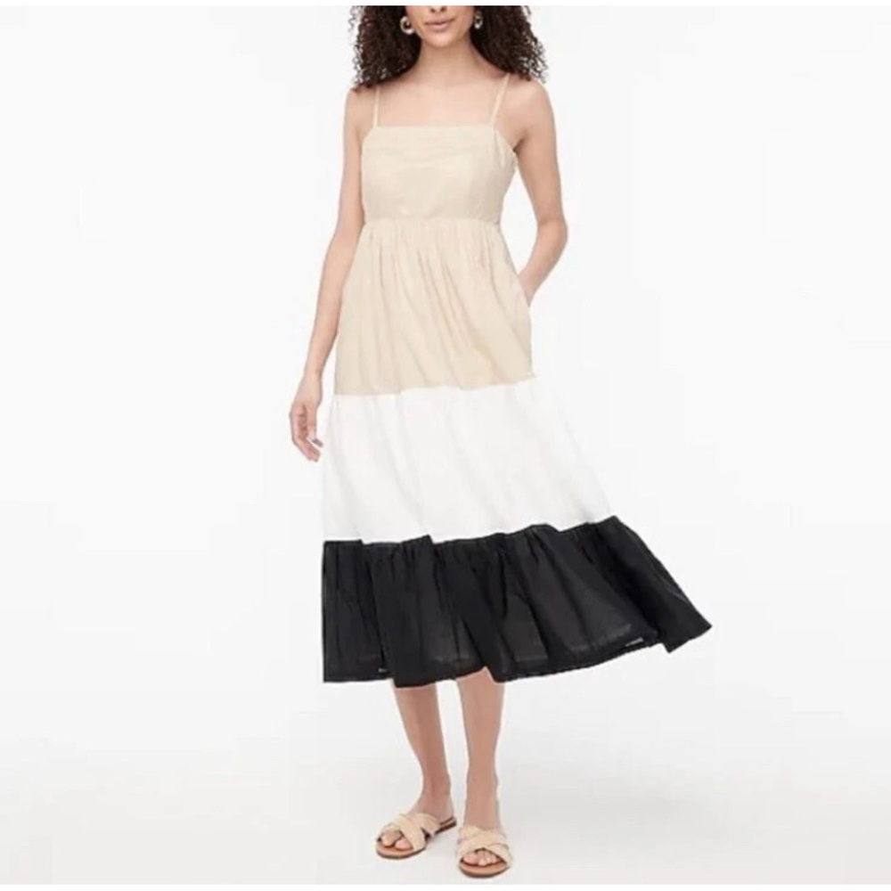 J.Crew Factory Square Neck Tiered
Dress 10 Women's Neutral
Colorblock
